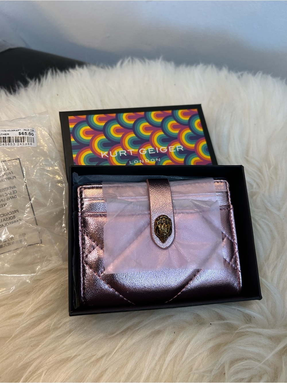 Kurt Geiger Metallic pink Quilted Card holder